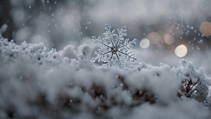 雪花特写雪景下雪天大雪纷飞白雪皑皑雪风景