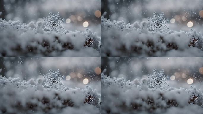 雪花特写雪景下雪天大雪纷飞白雪皑皑雪风景