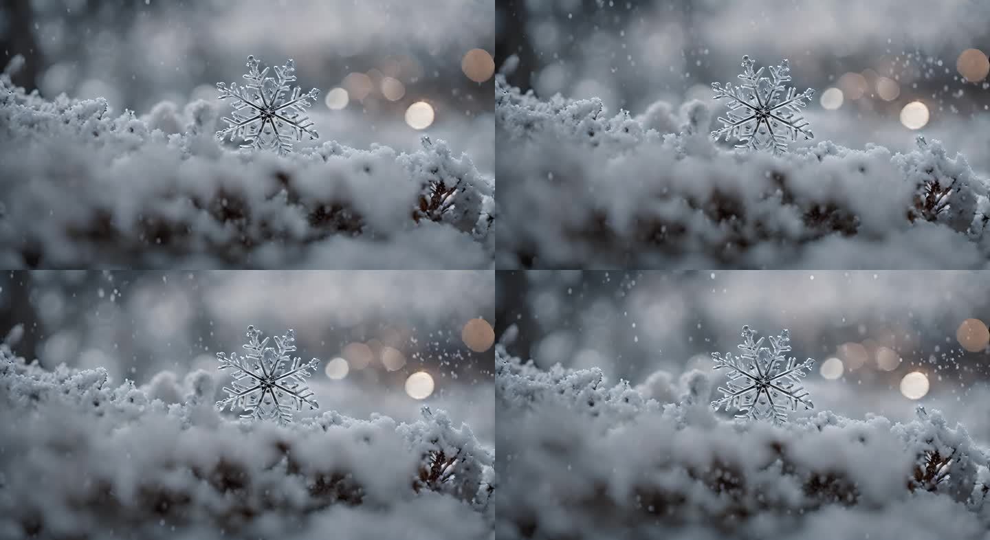 雪花特写雪景下雪天大雪纷飞白雪皑皑雪风景