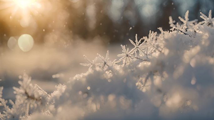 雪花特写雪景下雪天大雪纷飞白雪皑皑雪风景