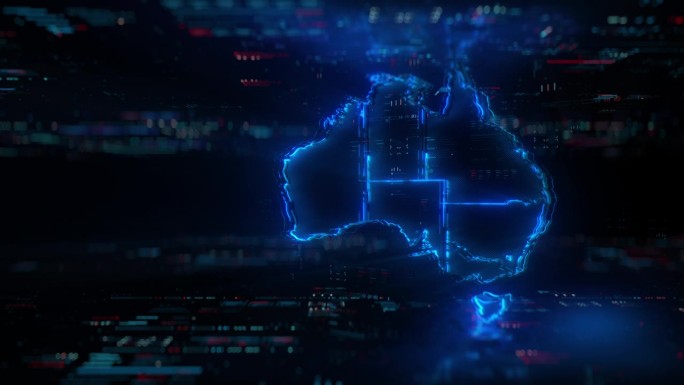 技术背景下的澳大利亚数字地图。代表技术创新和领导地位