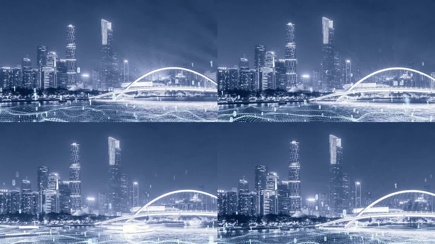 科技广州之夜科技数字化科技感城市科技城市