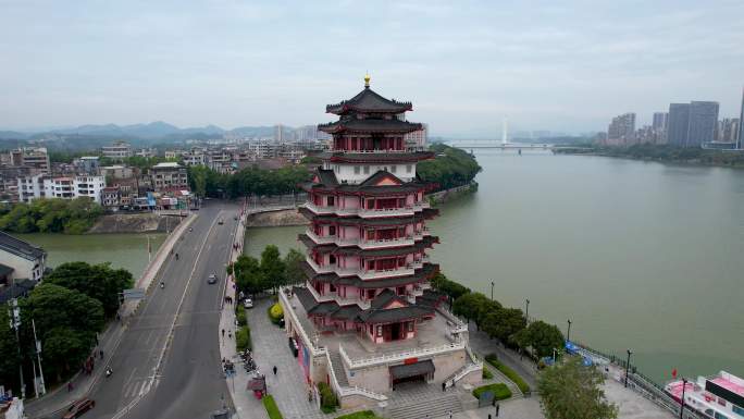 惠州城市建筑风光合江楼东江西枝江航拍