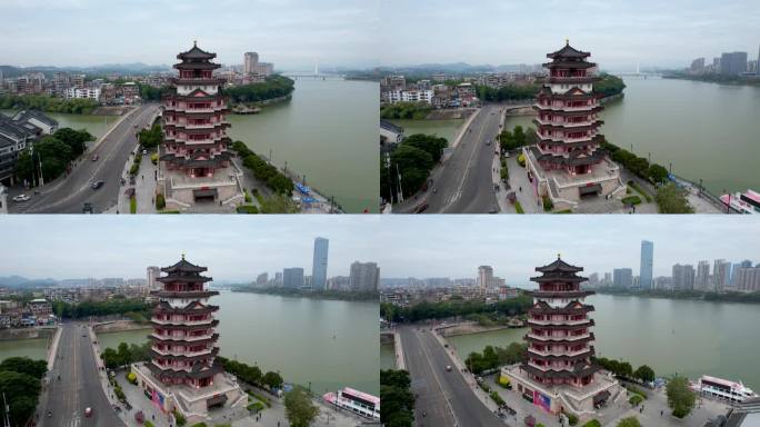 惠州城市建筑风光合江楼东江西枝江航拍