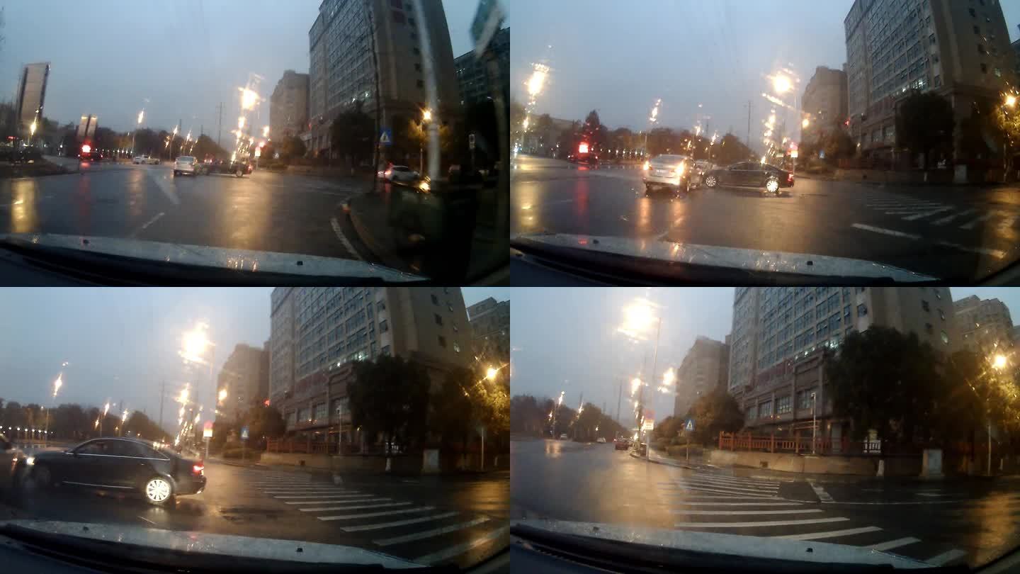 雨夹雪影响视线十字路口的交通事故