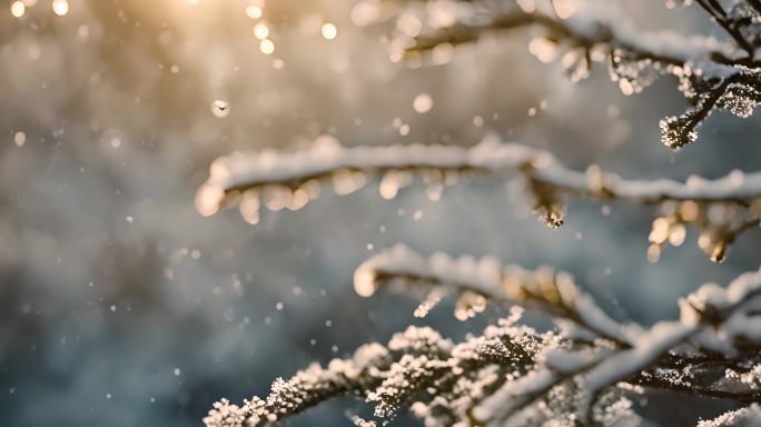 森林下雪天风景雪景唯美冬天下雪天大雪茫茫