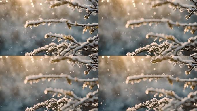 森林下雪天风景雪景唯美冬天下雪天大雪茫茫