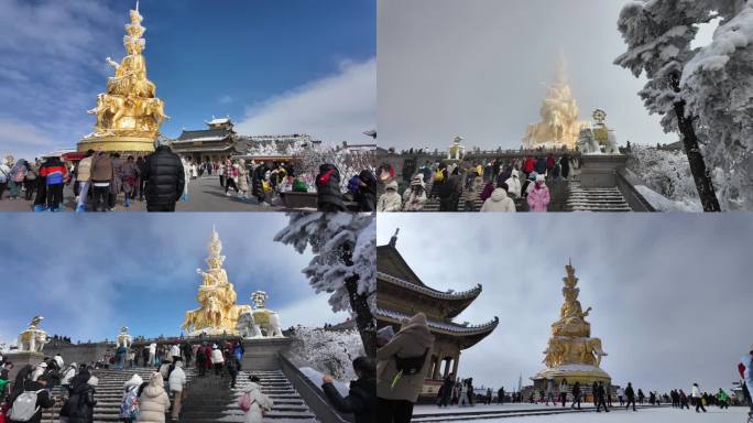 峨眉山冬天雪景移动延时4k