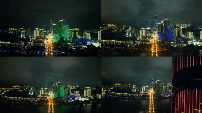 广西柳州大桥夜景航拍