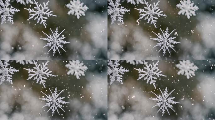 雪花特写雪景下雪天大雪纷飞白雪皑皑雪风景