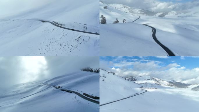 新疆阿勒泰航拍禾木雪乡4K