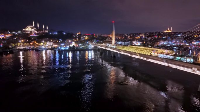 航拍伊斯坦布尔夜间城市魅力鸟瞰图#伊斯坦布尔夜生活#无人机视角#无人机视角#伊斯坦布尔地标#城市景观