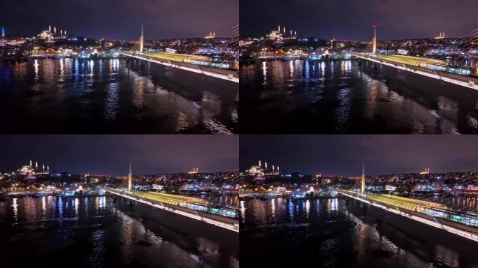 航拍伊斯坦布尔夜间城市魅力鸟瞰图#伊斯坦布尔夜生活#无人机视角#无人机视角#伊斯坦布尔地标#城市景观