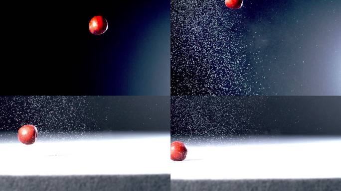 红苹果坠落高速摄影