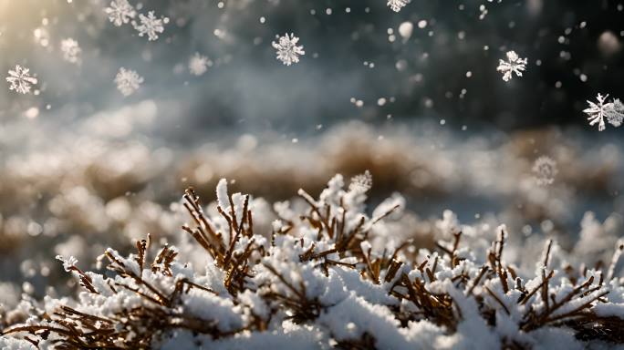 雪花特写雪景下雪天大雪纷飞白雪皑皑雪风景