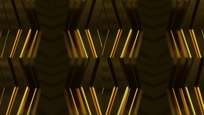 金色豪华抽象可视化的闪亮线条和粒子背景。数字艺术。电脑动画。