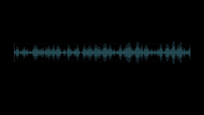 孤立的蓝色声波图形在黑色背景。可视化数字声波均衡器，跟踪音乐或声音。屏幕更换模型显示声音水平
