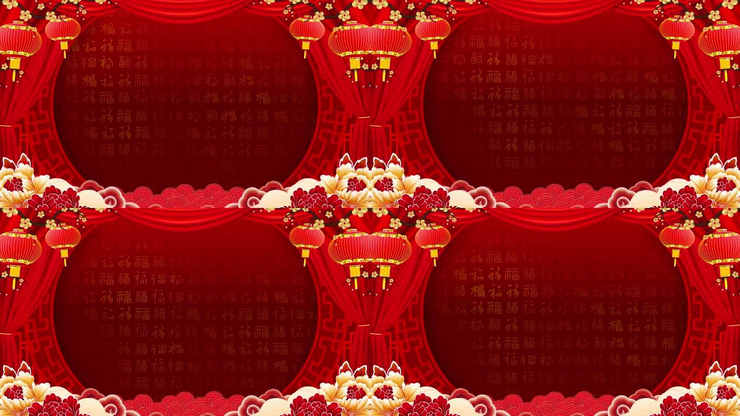 中国风喜庆红色新年背景视频