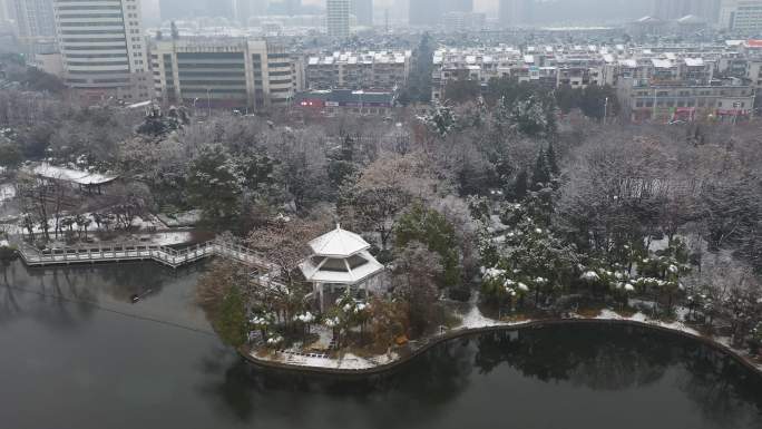 合肥市杏花公园周边雪景