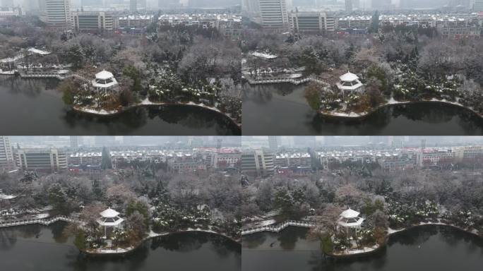 合肥市杏花公园周边雪景