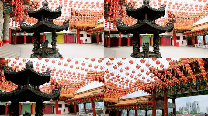 天后寺外观细节，传统的中国寺庙在马来西亚吉隆坡
