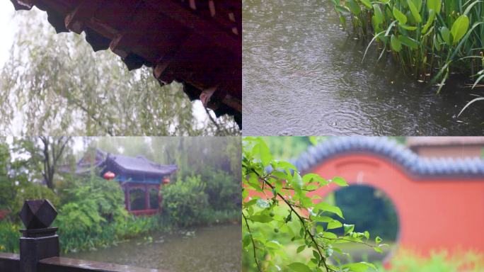 中国园林雨景