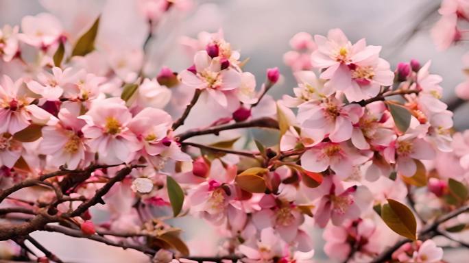 桃花绽放春天花朵盛开粉色花瓣风光大屏