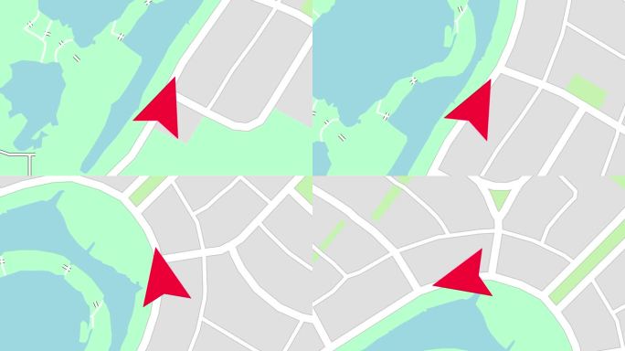 城市地图导航路线无缝循环。GPS跟踪。