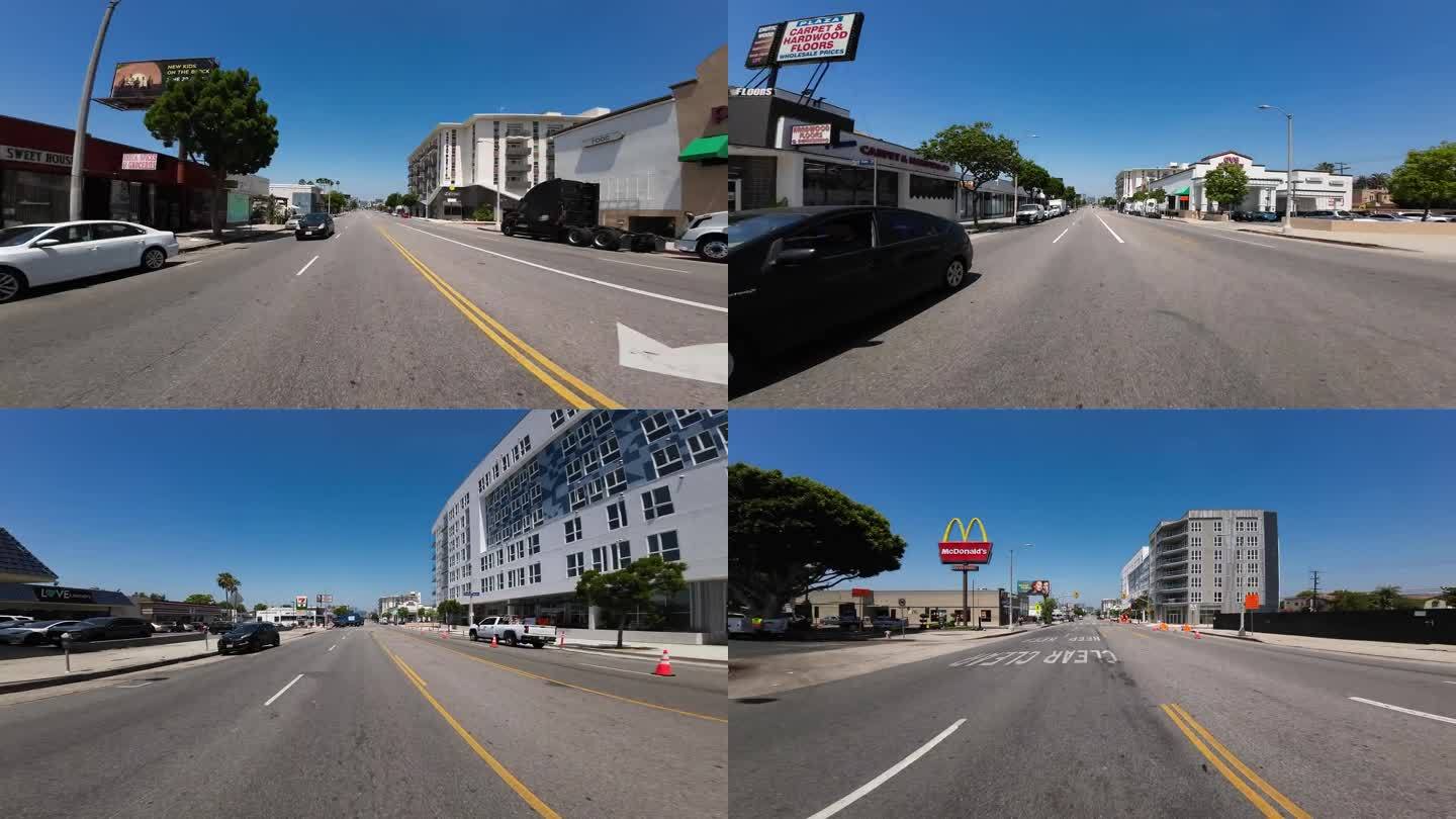 洛杉矶皮科大道东行02后视图在新月高地大道驾驶牌照加州美国超宽