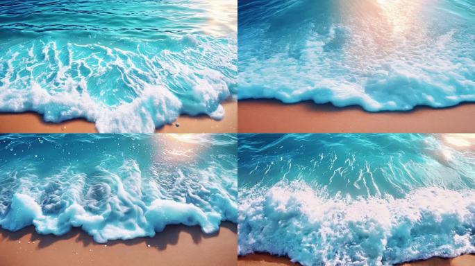 海滩波浪花海水海浪海洋大海面蓝色沙滩