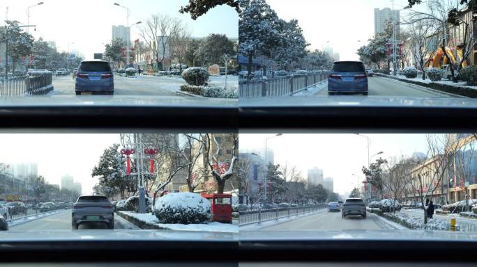 雪天行车 安全驾驶 降温 冬天下雪