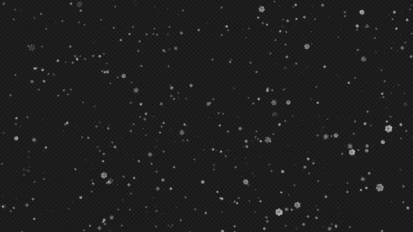 【4K】长时间雪花素材下雪透明通道