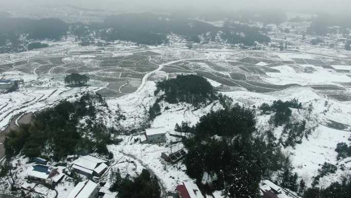 航拍冬天南方雪景