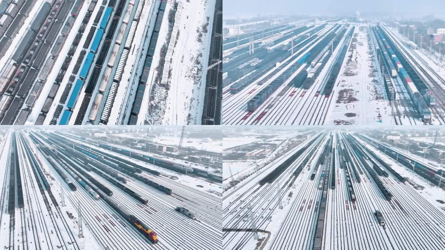 雪后铁路列车冰封雪景