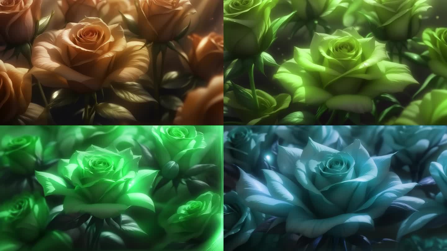 【4k原创】一群炫酷多彩玫瑰