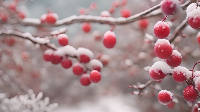 枝头上的积雪腊梅花