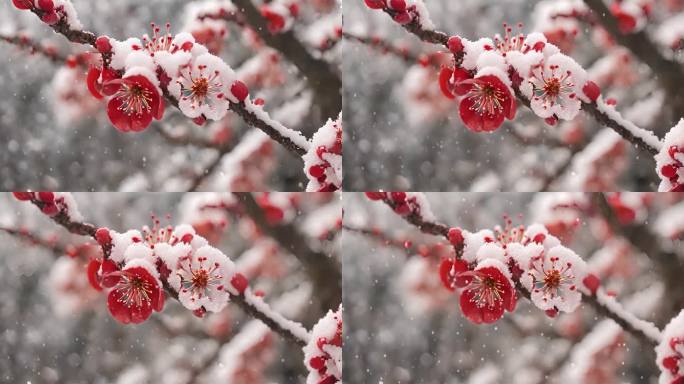 枝头上的积雪腊梅花