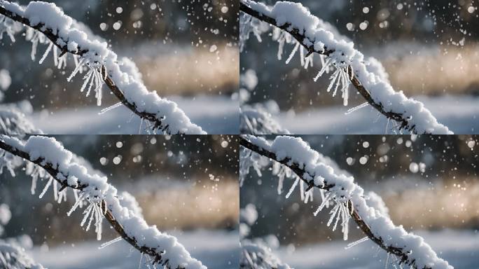 森林下雪天风景雪景唯美冬天下雪天大雪茫茫