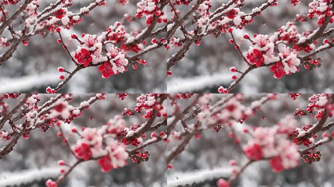 枝头上的积雪腊梅花