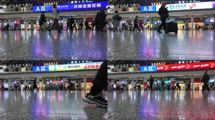 武汉高铁站春运期间来来往往的人流