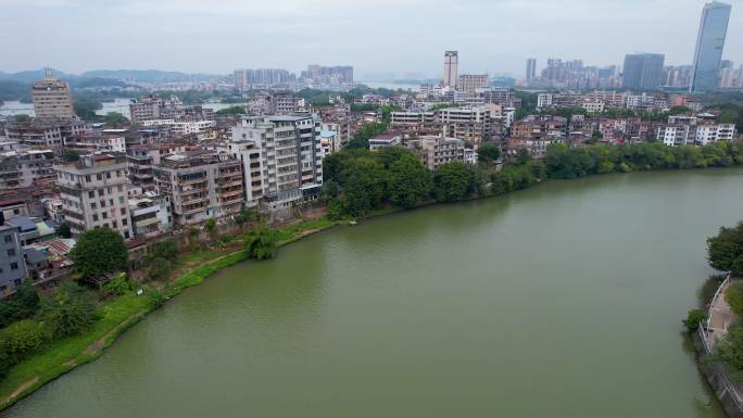 惠州城市建筑西湖冬季风光山水风景航拍