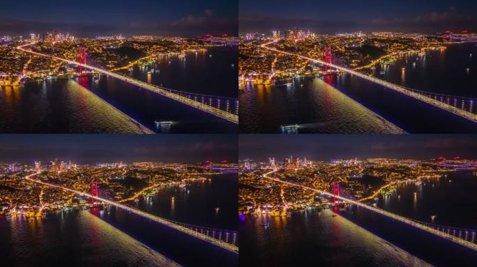 空中海岸黄昏:超延时奇迹与7月15日烈士桥背景和海上优雅#无人机发现