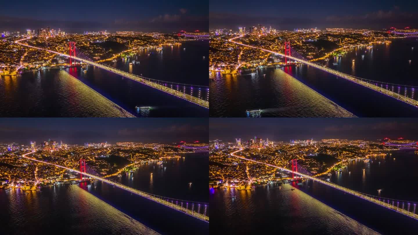 空中海岸黄昏:超延时奇迹与7月15日烈士桥背景和海上优雅#无人机发现