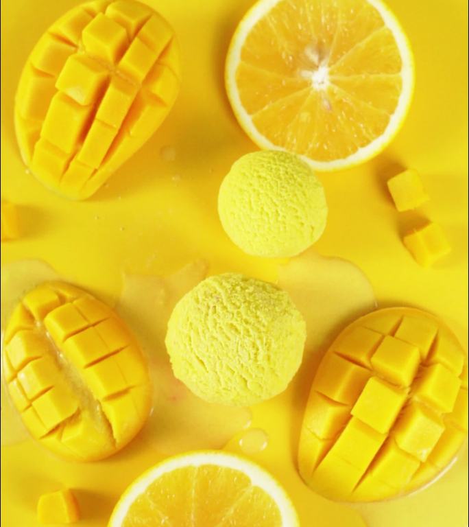 芒果味冰淇淋球广告