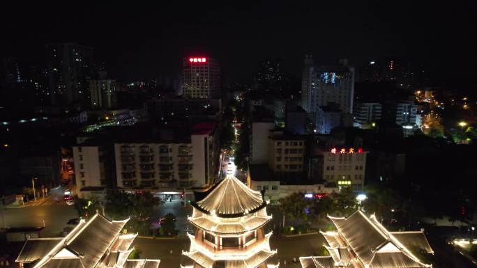 湖南株洲城市夜景航拍