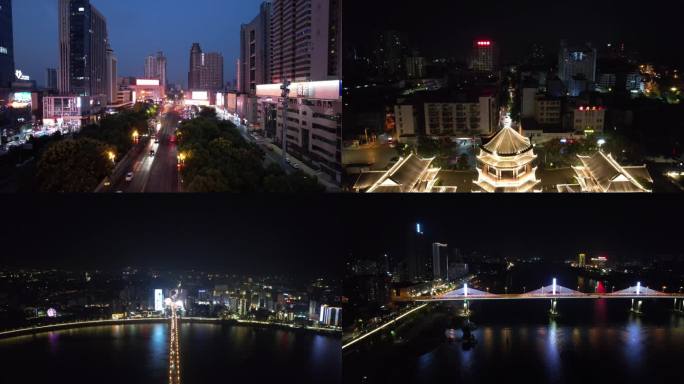 湖南株洲城市夜景航拍