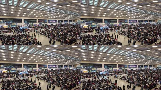 武汉汉口火车站人满为患的候车大厅