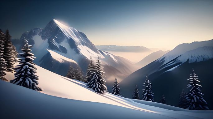 雄伟壮观大气雪山高山冰山山脉群山大山山