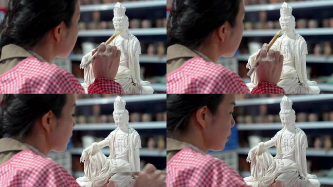 观音大士菩萨陶瓷雕塑制作工艺烧制佛像刻泥