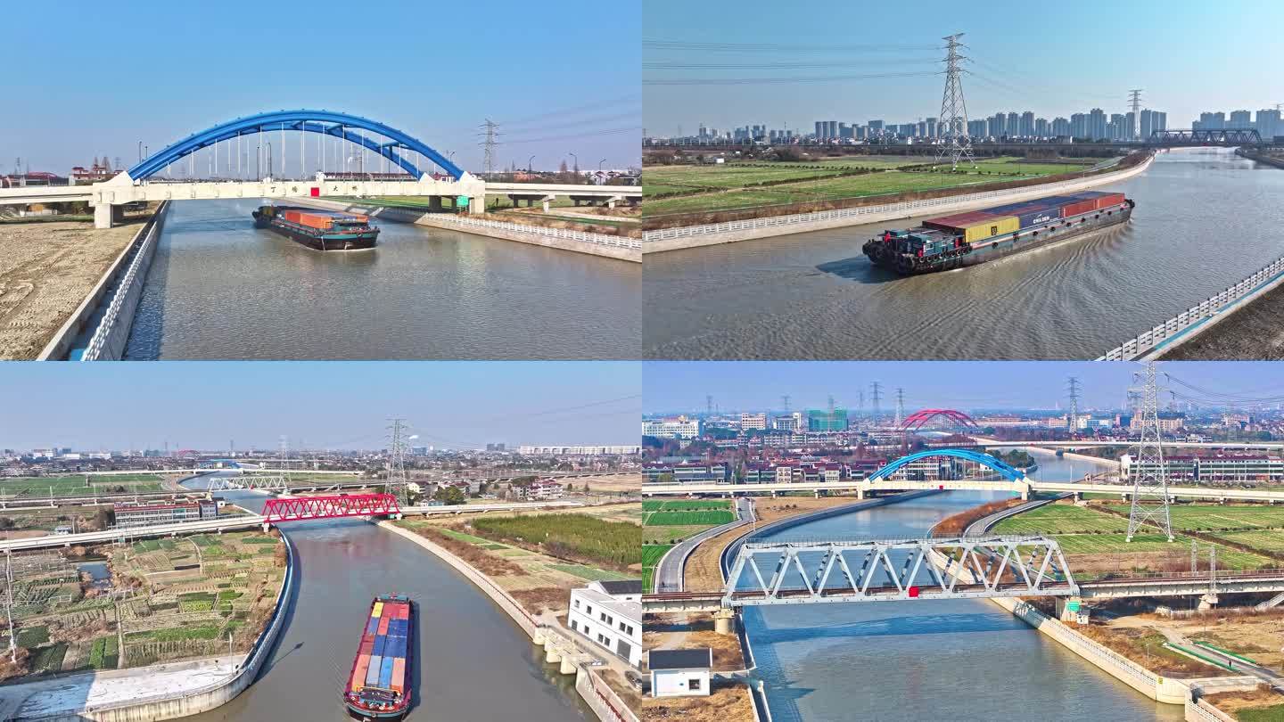 航拍杭州运河二通道临平段